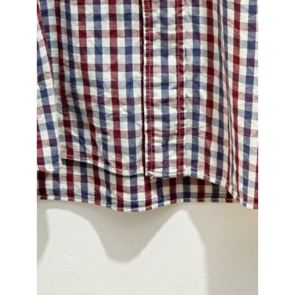 J.Crew Mens Button-Down Red & Blue Gingham Shirt Long Sleeve Cotton Slim Fit Cas - Picture 6 of 12